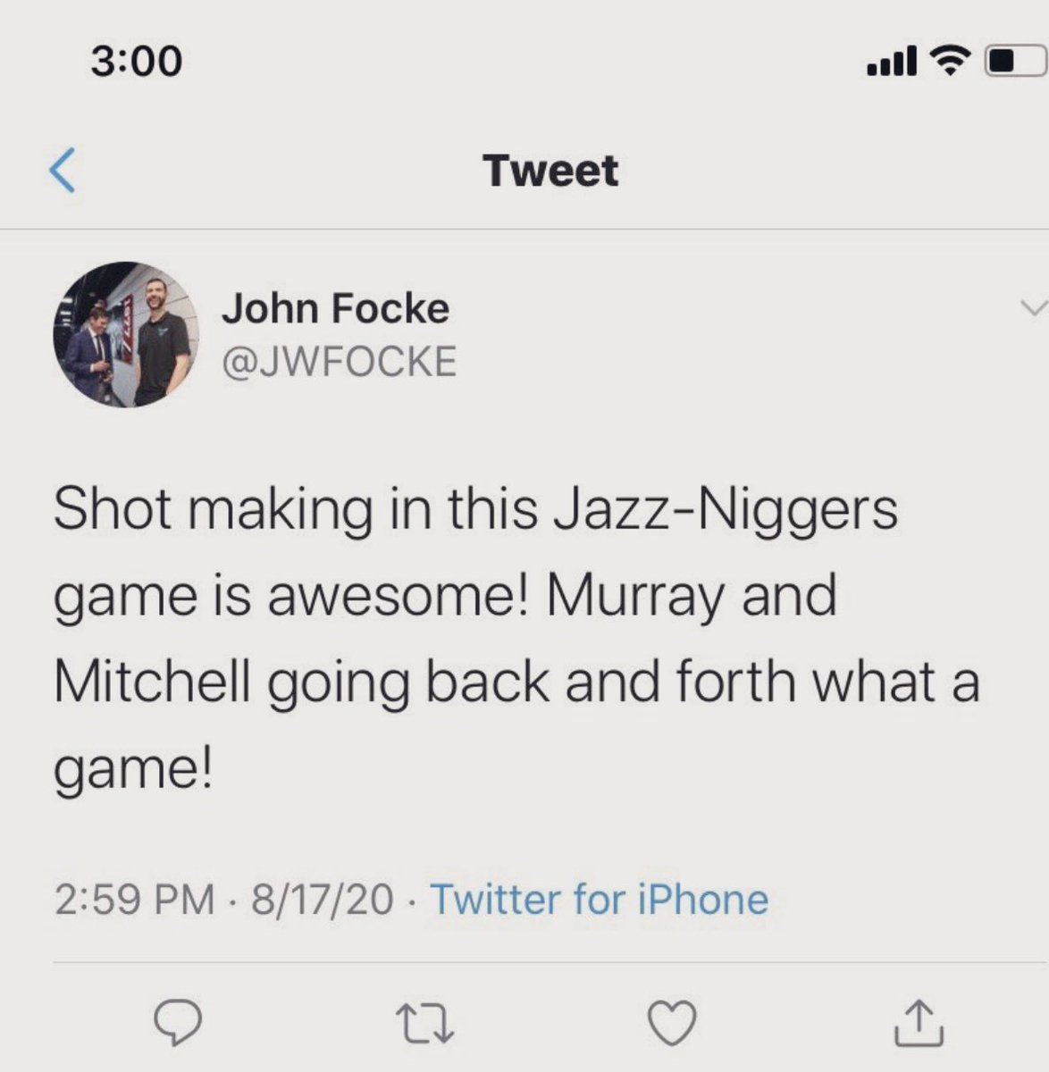 MarkJonesESPN's tweet photo. When your autocorrect has no problem spitting out the N word because you’ve written it a ton of times and trained it that way💯? https://t.co/MWmvT9jF8z