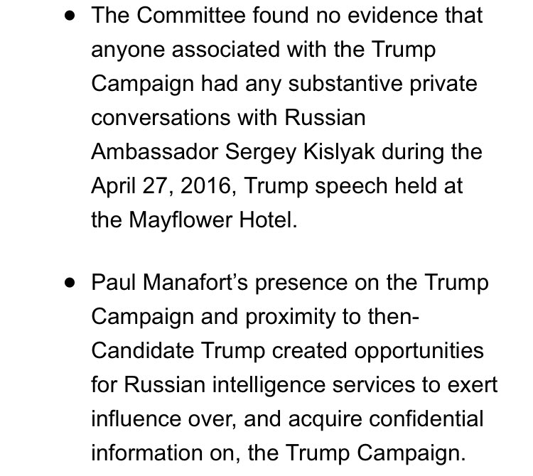 Other key findings from 5th & final report from Senate Intel Committee per acting chair  @marcorubio