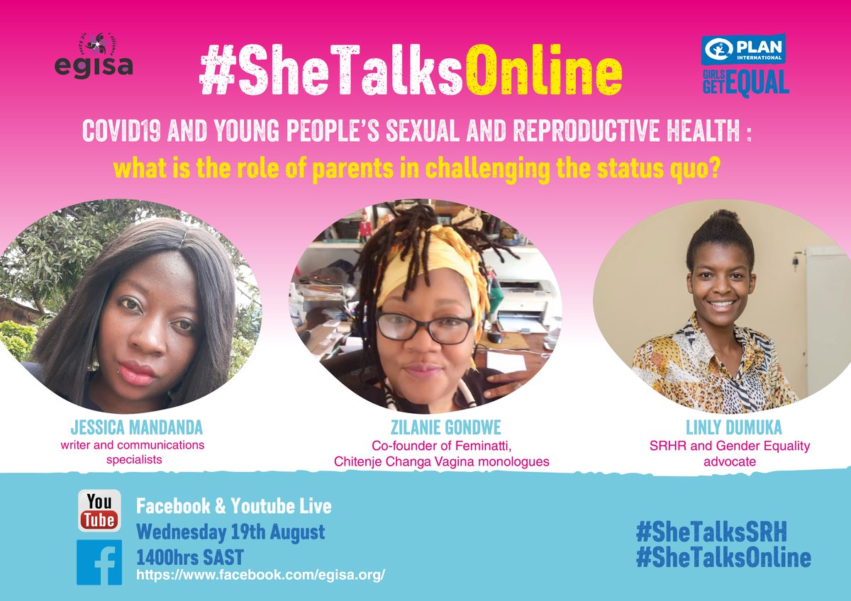 Be part of the conversation tomorrow as @egisa_org host #SheTalksOnline  #Covid19 and young people's #SRHR focusing on the role of parents in challenging the status qou.
#SheTalksSRH #SheTalk