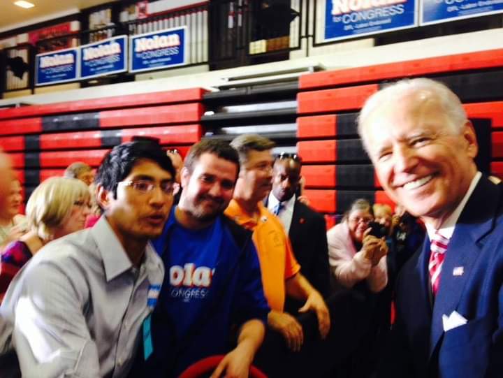 ManilanH's tweet image. Well this is a precious memory. The first time I met @JoeBiden was when I was working for Congressman Nolan in a tight reelection bid. Joe came to stump for Rick. In his speech Joe recognized the great contributions of Tribes to the district and our people. #NativeVote20