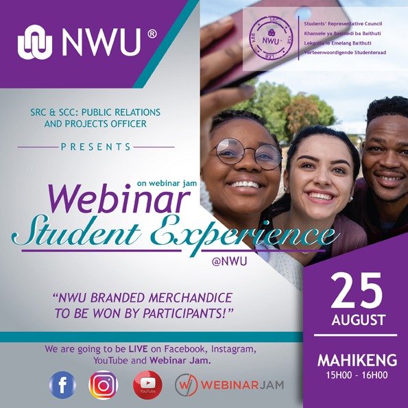 NWU_SRC's tweet photo. Join us in our upcoming webinar about Students Experience in NWU. NWU Branded Merchandise To Be Won By Participants. Use the links bellow to register 💜🖤.

https://t.co/gCaIsuXj0s

https://t.co/ufLBMPY5W0

https://t.co/xMUMaCiHMC

#MYNWU https://t.co/eZEvKMH7Mj