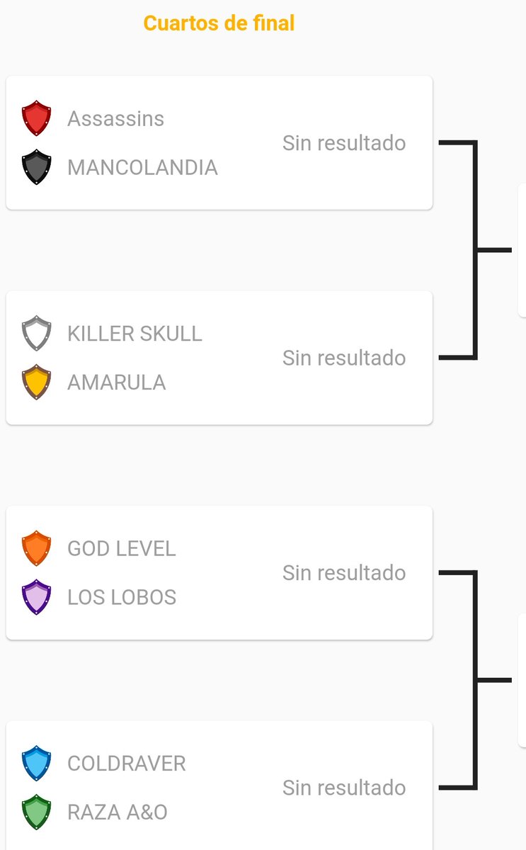 Ya tenemos los enfrentamientos de la liguilla en la modalidad MIXTA 
@AG_ASSASSINS  vs <a href="/ClanMancolandia/">MANCOLANDIA WAR CLAN</a> 
<a href="/KillerSkull2020/">Killer 💀 Skull</a>  vs #Amarulla
<a href="/Godlevelcoc/">GoD LeVeL</a>  vs #LosLobos
<a href="/ColdraverC/">Coldraver_col</a>  vs #RazaA&amp;O
Exitos a todos y que comience la fiesta 🔥