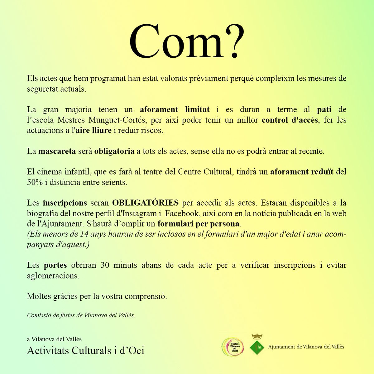 FestesVdV's tweet photo. 🔆 ACTIVITATS CULTURALS I D'OCI DEL 21 AL 23 D'AGOST 🔆
.
Incripcions - https://t.co/GL7H4ERZCL https://t.co/ntg0jdYVHN
