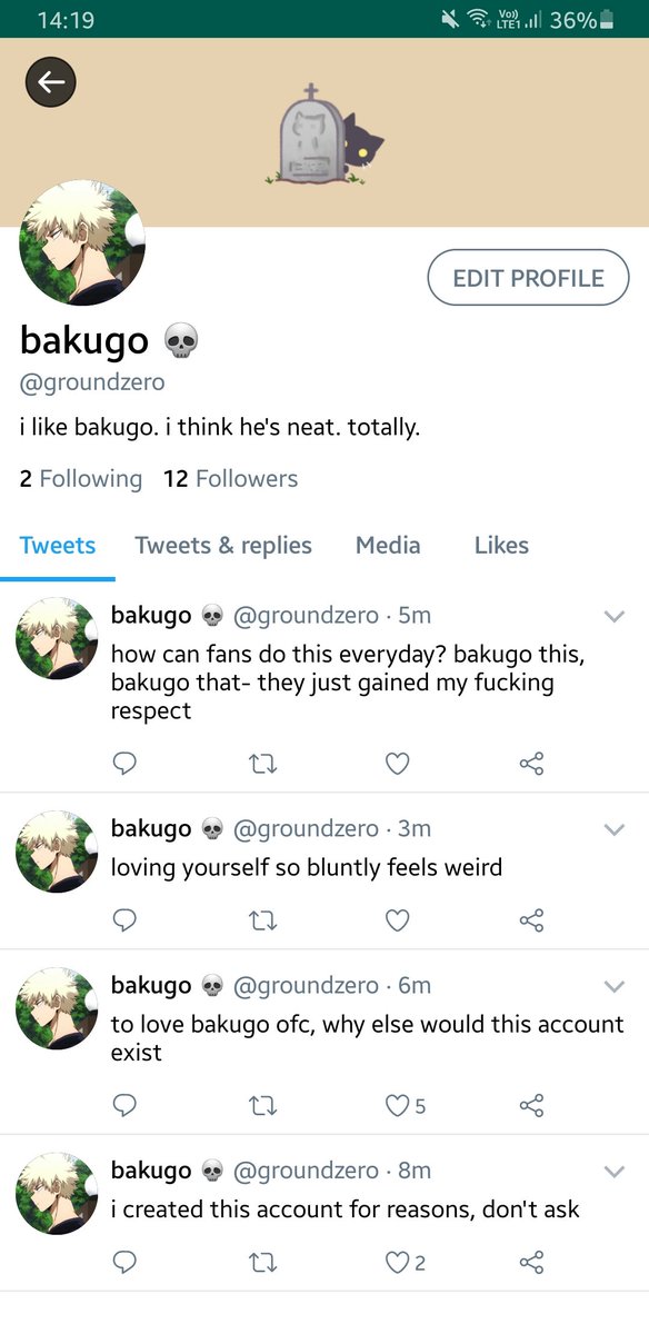 ✦ bakugo creates a fake fan account for.. reasons