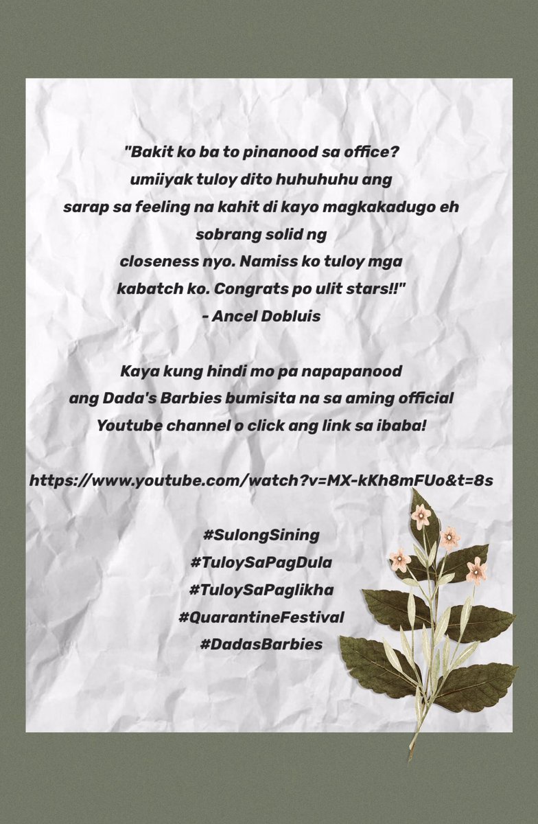 cvsustars's tweet photo. https://t.co/p5MmPQWxtr

#SulongSining
#TuloySaPagDula
#TuloySaPaglikha
#QuarantineFestival
#DadasBarbies https://t.co/HdQn6yF35e