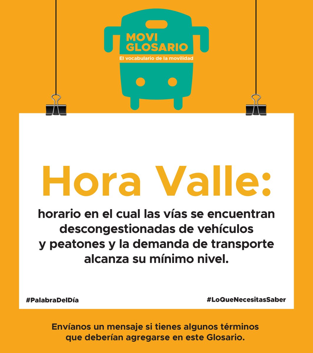 ¿Sabes qué es una Hora Valle? Descúbrelo en nuestro #MoviglosarioElVocabularioDeLaMovilidad  #PalabraDelDía 🚶‍♀️🚗🕓