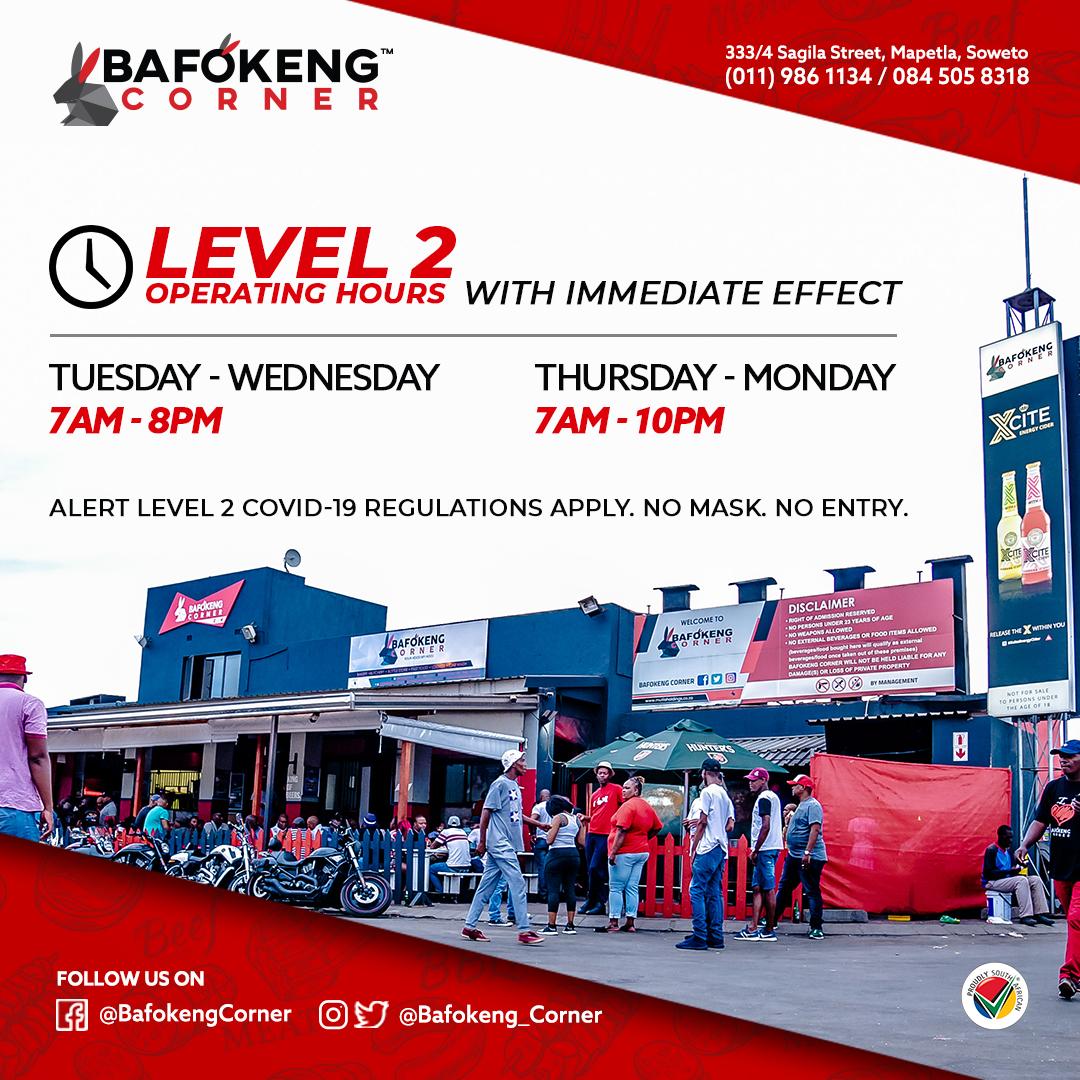 BafokengFarm's tweet photo. We are open for business! Here's to good music, good food, good vibes. Let's reunite and celebrate the beginning of good times.
#Level2
#BafokengCorner
#MutlaHoldings https://t.co/npmTacLCNU