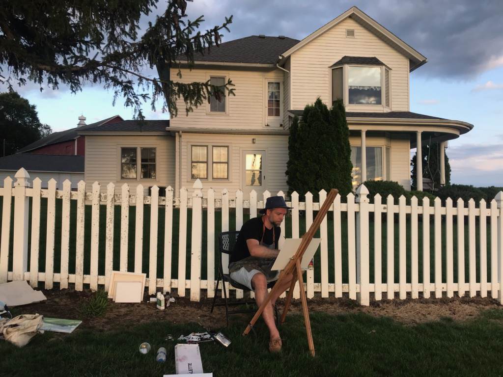 As the sun set a man approached me. “Are you Andy Brown?’It was  @shoelessmuseum director Dan Wallach, who had followed my work for a while. “I saw this guy painting in the corner of the field and thought, it can’t be him, but who else can it be?” A wonderful meeting  @fodmoviesite