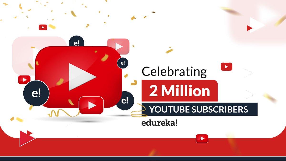 edurekaIN's tweet photo. #Milestone alert - Our #YouTube Community is now 2 Million strong! Thank you, everyone, for supporting us. Here’s a glimpse of our journey so far https://t.co/91Tl1hn54h. Want to be part of the best #tech community on YouTube? Join now! https://t.co/2xYqBduVoX

#Edureka #EdTech https://t.co/C7Ab3nfFIz