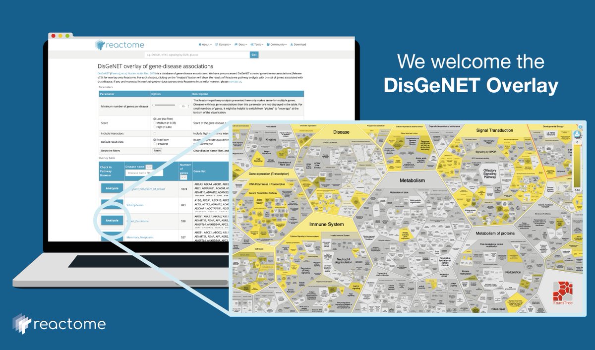 DisGeNET overlay: See how genes associated with complex diseases map into Reactome pathway space. reactome.org/overlays/disge…
<a href="/DisGeNET/">DisGeNET</a> <a href="/transqst/">TransQST project</a> #bioinformatics #genomics #biology #dataanalysis