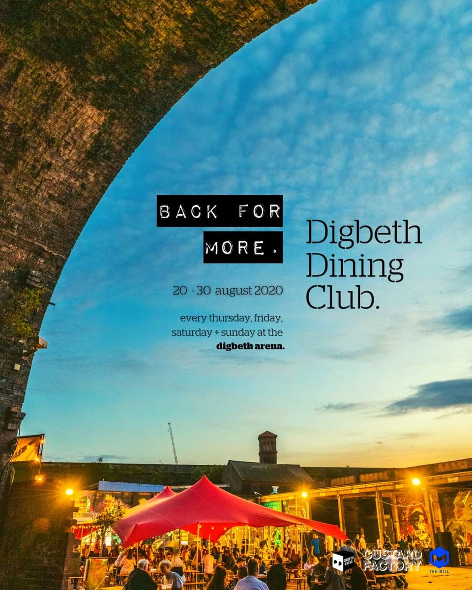 After an amazing and hugely successful first weekend back, <a href="/DigbethDiner/">Digbeth Dining Club</a> are back for a few more weeks!
 
We'll be back every Thursday-Sunday for the next 2 weekends.
 
🎟 Tickets are now on sale: bit.ly/3g9kqBA