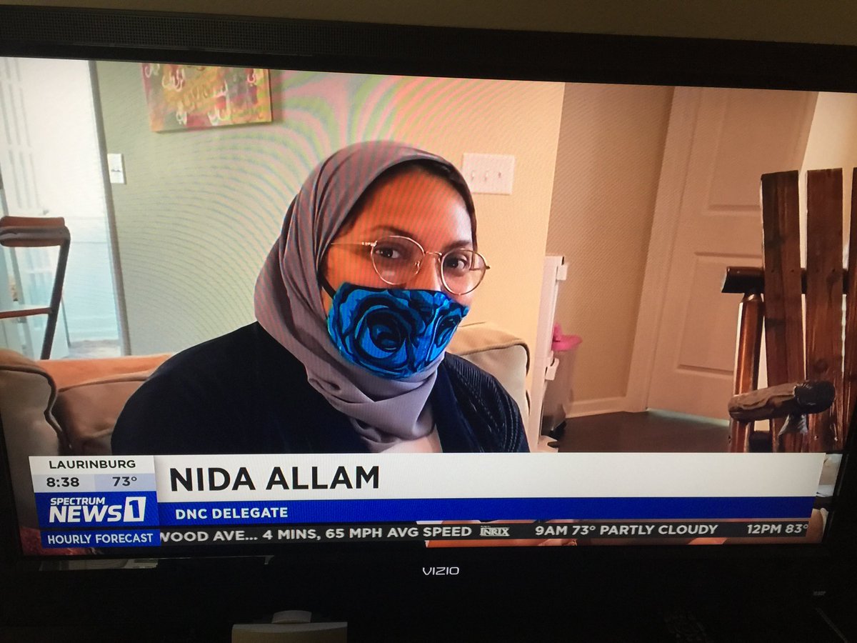 NidaAllam's tweet photo. Spoke with @SpecNews1RDU about the @DemConvention, what it means to be a @BernieSanders delegate, and how meeting virtually is different but the ways @NCDemParty is still creating ways for all of us to connect and organize! #DemConvention #BernieDelegate #BidenHarris2020 https://t.co/blRLJnyU6K