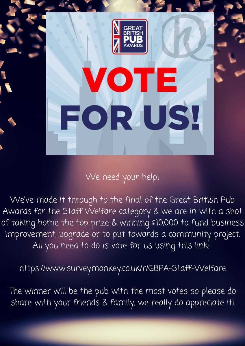 surveymonkey.co.uk/r/GBPA-Staff-W…  #greeneking #greatbritishpubaward #staffwelfare #finalist