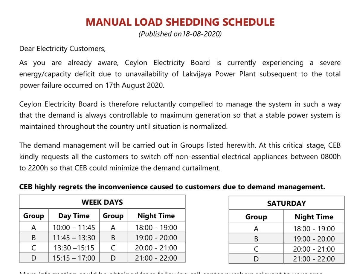 Sri Lanka Tweet 🇱🇰 💉 on Twitter "Electricity Board CEB PowerCutLK