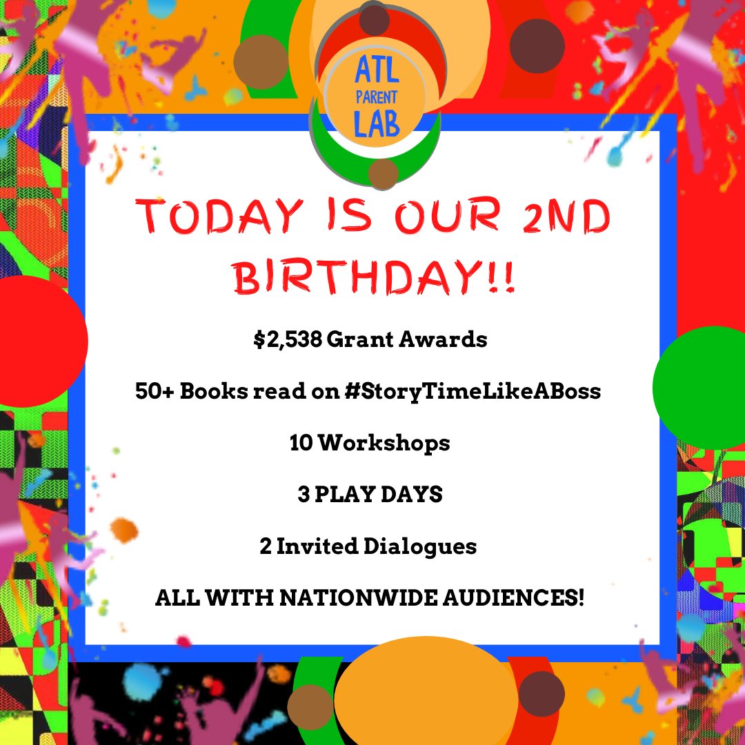 AtlParentLAB's tweet photo. We are proud of the work we are doing to highlight the importance of PLAY in the celebration of race, culture and literacy.🥳

#BlackBoyJoy #BlackGirlMagic #ATLParentLAB #Atlanta #AntiRacism #Parenting #Play #Families #PlayLikeABoss #PlayForTheCulture #StoryTimeLikeABoss https://t.co/TrHu8KOcWE