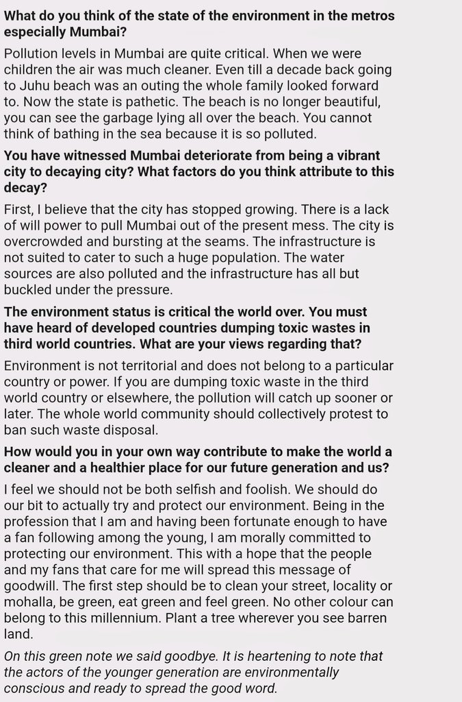 QuirkyNaari's tweet photo. #Trivia9: #HrithikRoshan never shy away frm speaking whre he's needed to as a celebratity. Read how he talks about d ways n measure to improve environment & make d planet greener.This was in 2005. So wanabe environmentalists SIT DOWN. #Hrithik has started what u r doing ages back https://t.co/EwTbtZkBsh