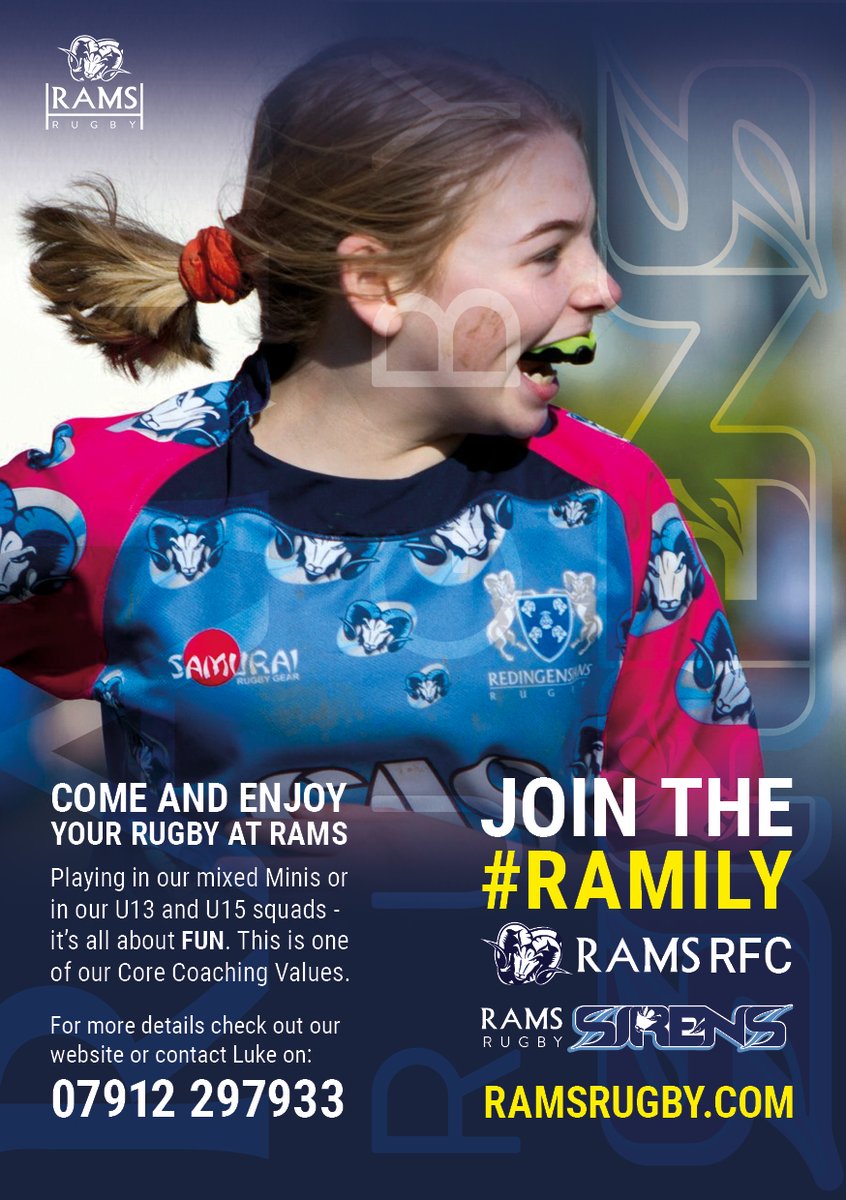 Become a part of the RAMILY. <a href="/RamsRFC_Sirens/">RamsRFC - Sirens</a> U13s, 15s and 18s are recruiting. #RAMILY #Comeandenjoythefun