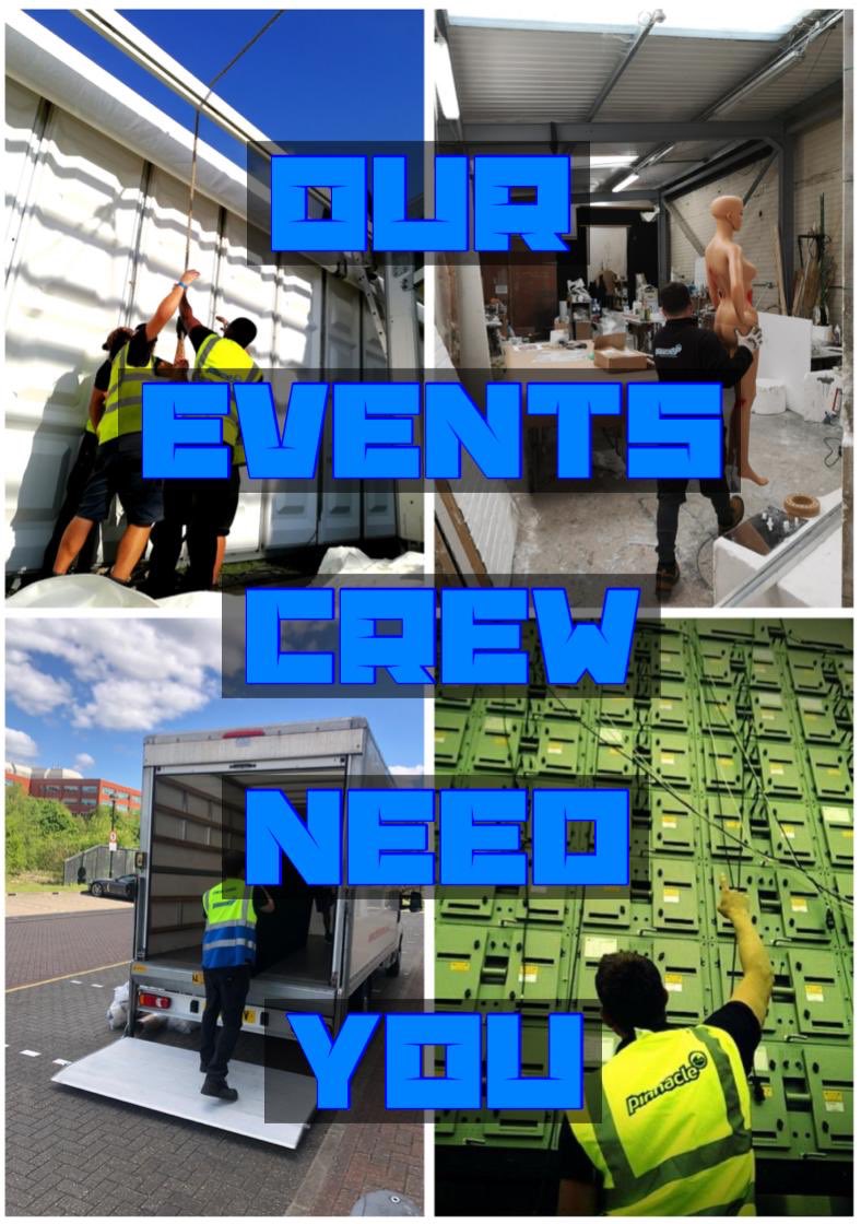 pinnaclecrew's tweet photo. JOIN OUR CREW now for an immediate start in an exciting role. 
No two days crewing are the same, One day you may be unloading a truck, the next you could be setting up AV for a television show or even building a temporary structure for a festival! 
https://t.co/HSAHdXTPo0 https://t.co/HFLgiZkUyt