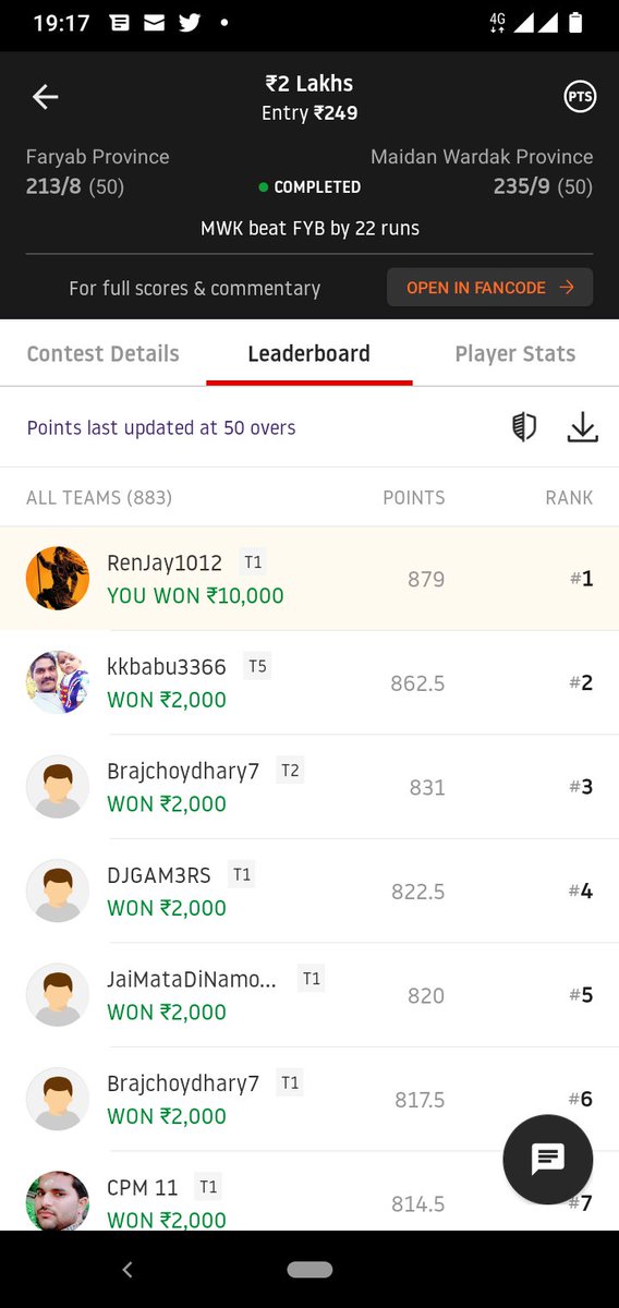 AjayTha67916929's tweet photo. @StatsGuruji786 Bhai aapka note follow kiya jo aapne subah telegram pe Diya tha aur result ye hai. Thank you and God bless you bhai😊 https://t.co/CkfWKSnOjF
