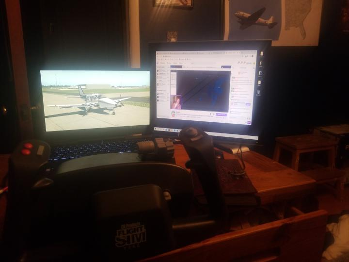 Merides_'s tweet photo. A great photo from one of my twitch followers, Vaughnoffmeyer! He flew out of my ground control (Cleveland) last night while we all hyped up the release of Microsoft Flight Simulator 2020 :) #vatsim #twitchstreamer #gamermom #SimulatedATC #flightsim #fs2020 https://t.co/mLu7E9zxLk