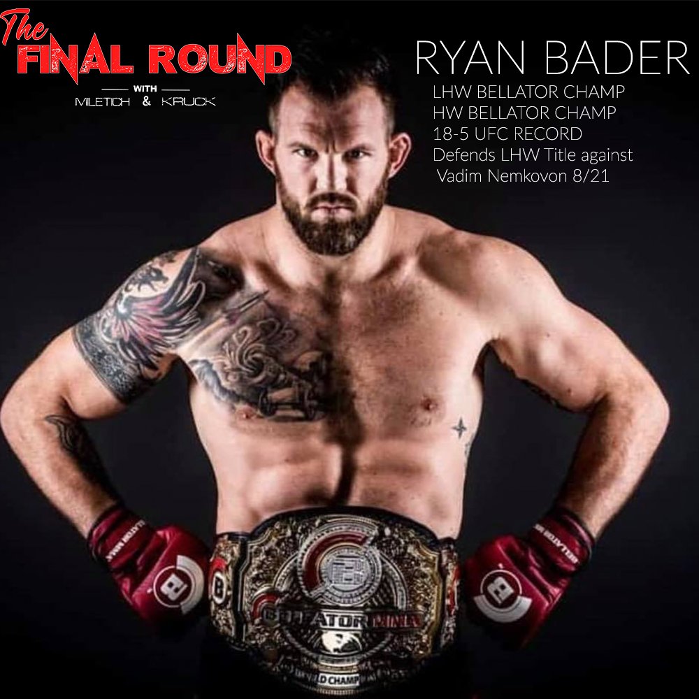 TheFinalRD's tweet photo. @ryanbader enters into The Final Round with @patmiletich &amp; @rkruck now available on itunes. @BellatorMMA #Bellator244 https://t.co/WQknBYM6gn