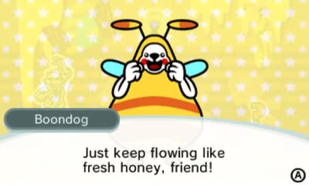 Boondog
First appearance: Rhythm Heaven Megamix (3DS)
A Beehound whose tribe has guarded Honeybee Tower for ages.