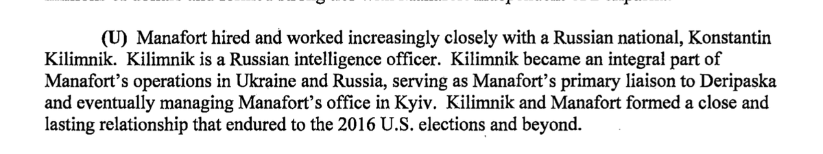 TRUMP'S CAMPAIGN WORKED DIRECTLY WITH A *RUSSIAN INTELLIGENCE OFFICER*.WE SAID THIS MANY TIMES: Not "Russia-flavored," "former military," or "likes James Bond." KILIMNIK IS RUSSIAN INTEL. And Trump worked with RIS through Manafort to become president.