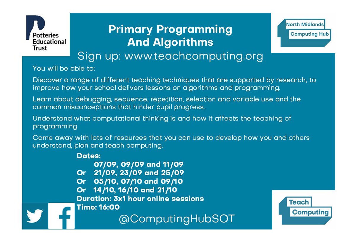 RoarTechPaul's tweet photo. Looking forward to running some of these @WeAreComputing courses for @ComputingHubSOT in the next academic year #ComputingCPD #programming #primaryCPD https://t.co/O0l0ffmkMl