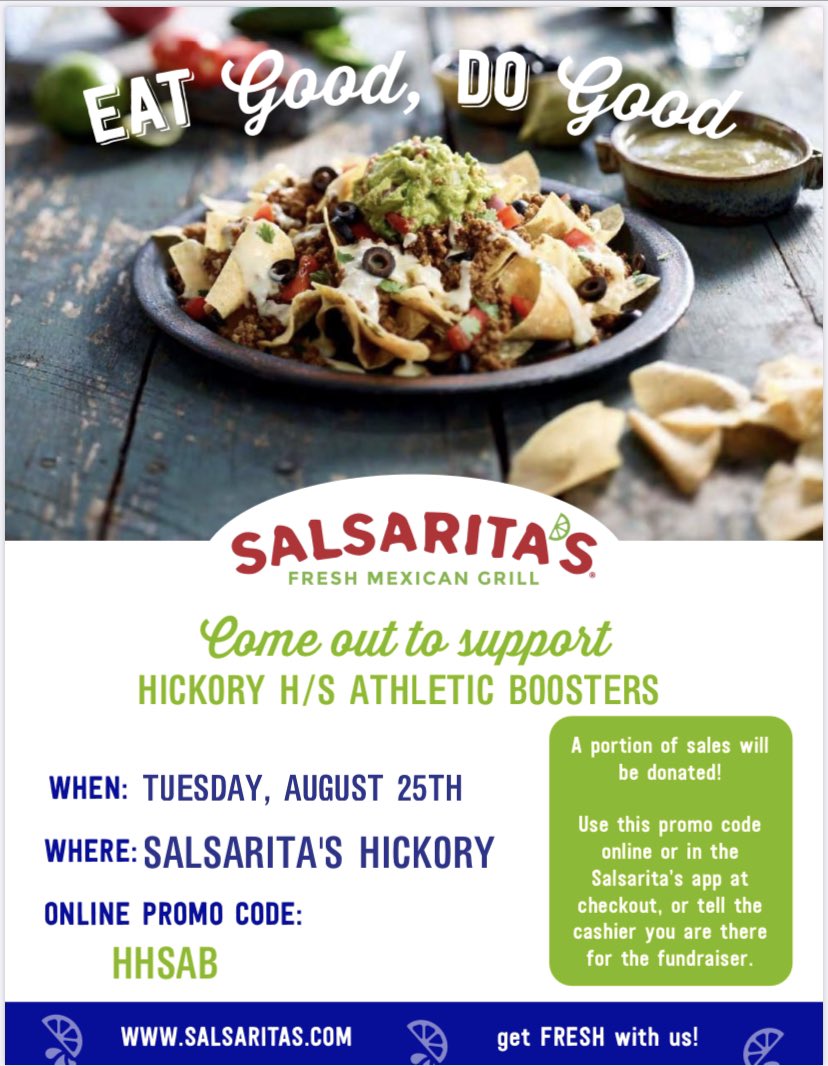Tuesday 🌮 Aug 25th -Be sure to mention Hickory High