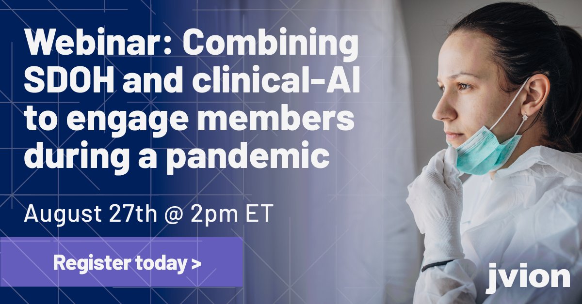 JvionHealth's tweet photo. Join our speakers for a discussion on switching from traditional predictive #analytics to an #artificialitellegence (AI)-based solution co-presented by SmartBrief. Register now for the #webinar event on Thursday, August 27, 2020, at 2 PM Eastern: https://t.co/S61pIQ1qmc https://t.co/CB21vZn0gt