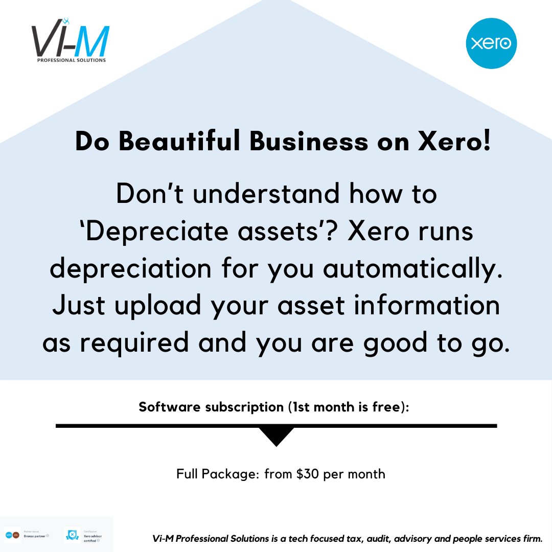 Vi_M__'s tweet photo. Xero allows you to easily run depreciation on all your assets.
===
#xeroaccounting
#depreciation
#ViMProfessionalSolutions
@NigerianTaxLady 
@vimtalentassist 
@mnmonwu https://t.co/UrPBRGb6yD
