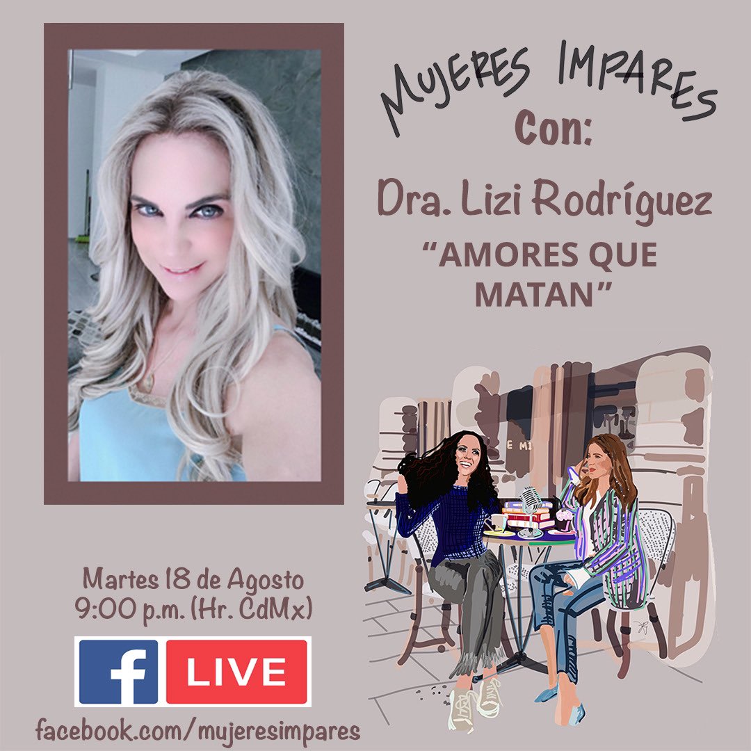 Hoy estamos muy contentas de estrenar a las 9 p.m. nuestro primer programa a través de facebook. Tendremos una invitada de lujo <a href="/DRA_LIZI/">LIZI RODRIGUEZ</a> con quien hablaremos de "Amores que matan" ¡No se lo pueden perder! <a href="/estrella_veloz/">Estrella</a> <a href="/mariainesguerra/">María Inés Guerra</a> #MujeresImpares