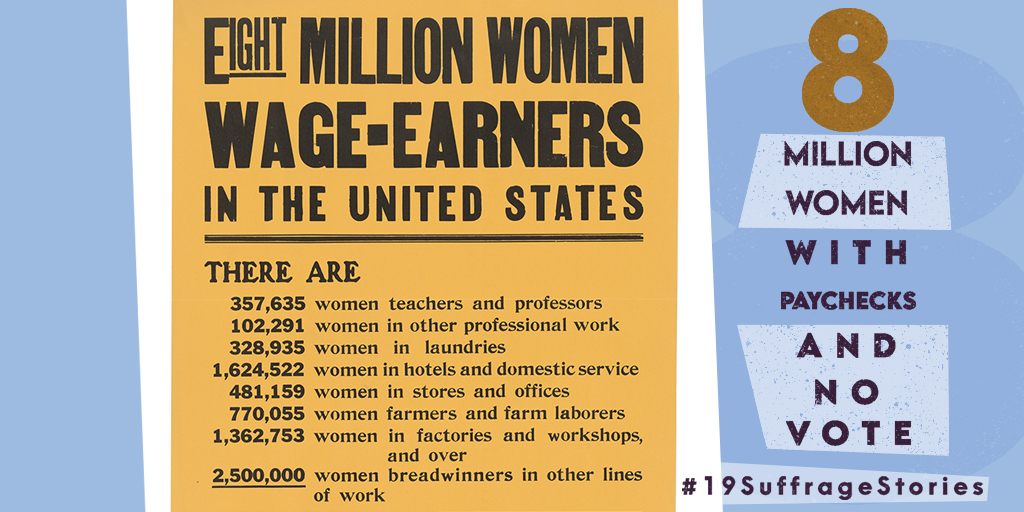 This poster declared that 8 million working women in the U.S. needed the vote. It was printed in 1917 and is now in our  @amhistorymuseum. The suffrage movement gained significant support from working women in the 1910s, as well as leaders with deep experience in organizing labor.