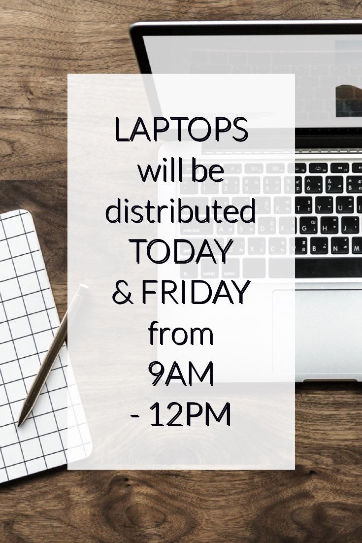 MLECJaguars's tweet photo. Need a device? #Laptop distribution TODAY and FRIDAY from 9AM until 12PM. https://t.co/8klKGmVpgc