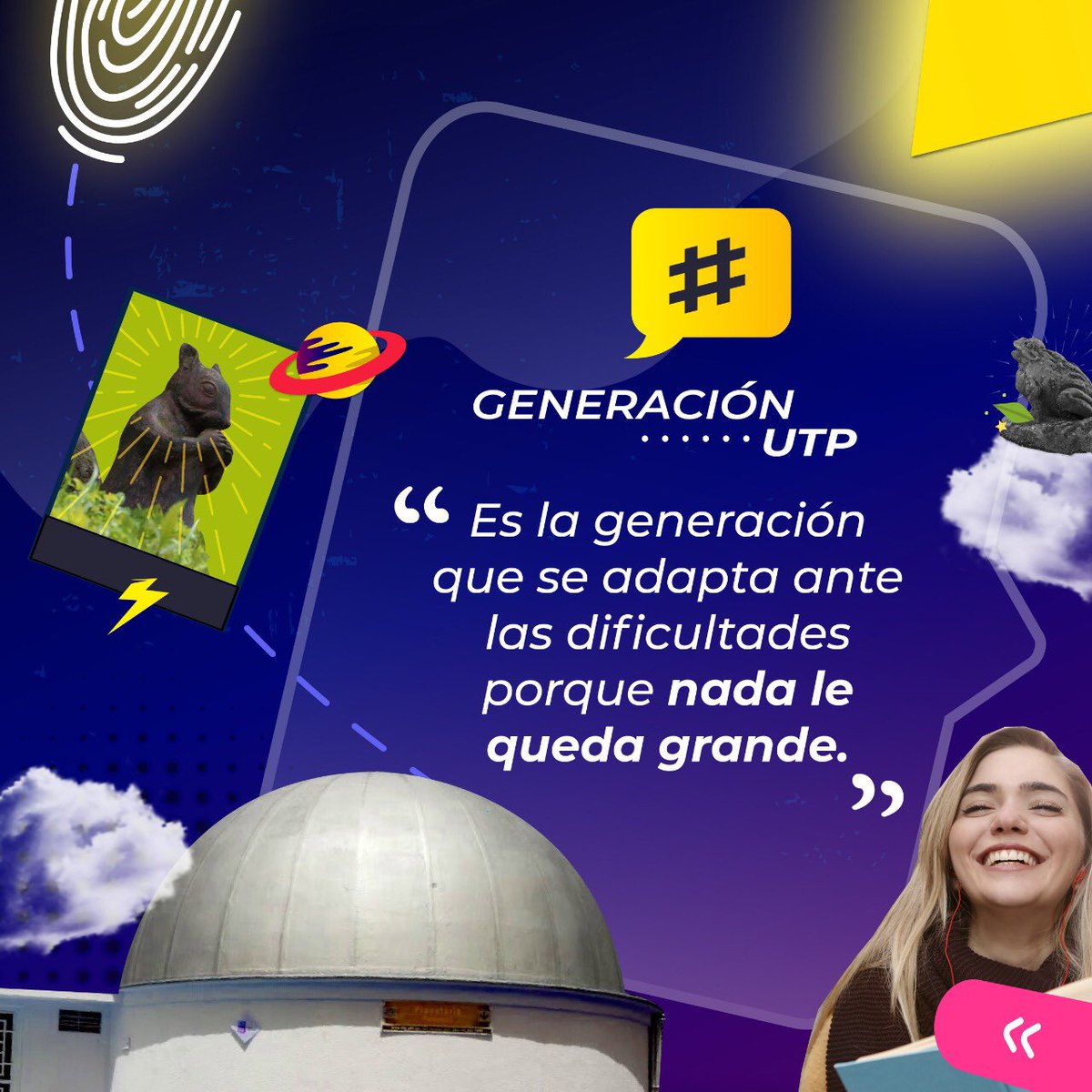 UTPereira's tweet photo. Le damos la bienvenida de semestre a la #GeneracionUTP ¡Nunca antes había existido una generación que tuviera la capacidad de afrontar las adversidades del mundo actual! La virtualidad hoy es nuestra aliada, y juntos lograremos formar los mejores profesionales de la #UTPereira https://t.co/kAC9tlyzor