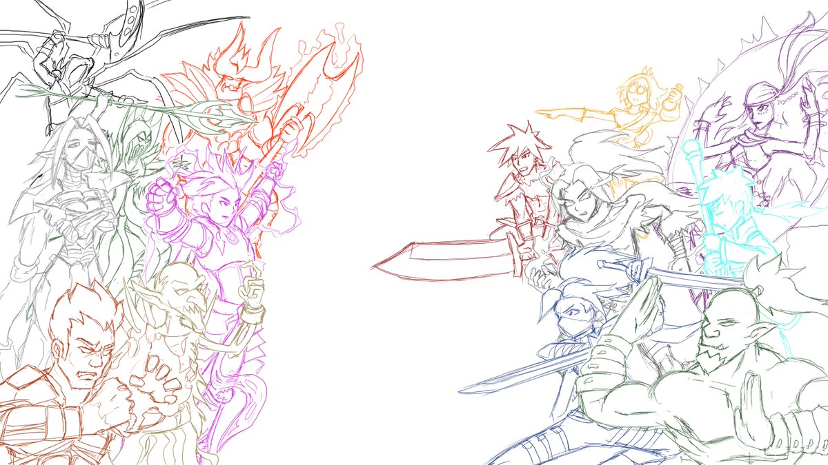 JorinDesign's tweet photo. Last week I was busy with some secret stuff and that's why I couldn't post any progress about Risen Path. But now I can draw some new stuff. Here is WIP version of the poster! Some characters' poses may change still. #ProjectRisenPath #gameposter #gamedev #gamecharacters https://t.co/HsIQAYpaHq