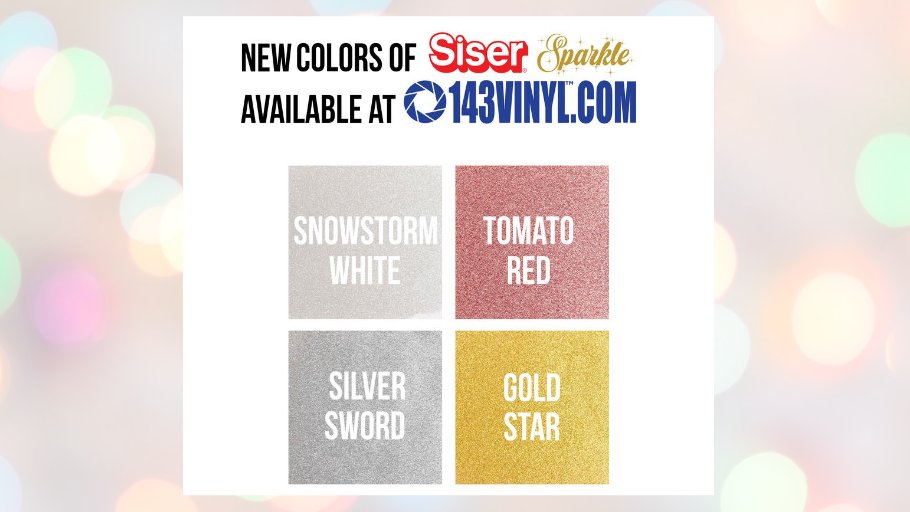 143VINYL's tweet photo. Check out the four new colors of Siser Sparkle! 
Click Here To Shop: https://t.co/XY4XymQD9c
#143VINYL #HTV #siserhtv https://t.co/BHWpdRrgv8
