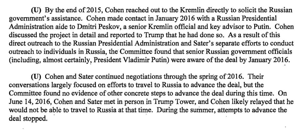 Michael Cohen and Felix Sater dealt with Putin directly through his PR guy to let him know how Trump's campaign was going and allow Russian intel further information with which to plan their attacks.P.S. Why is Sater still walking around?