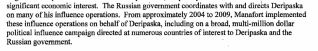 SSCI describes Manafort as conducting influence operations for Deripaska, the guy he sent campaign data to.