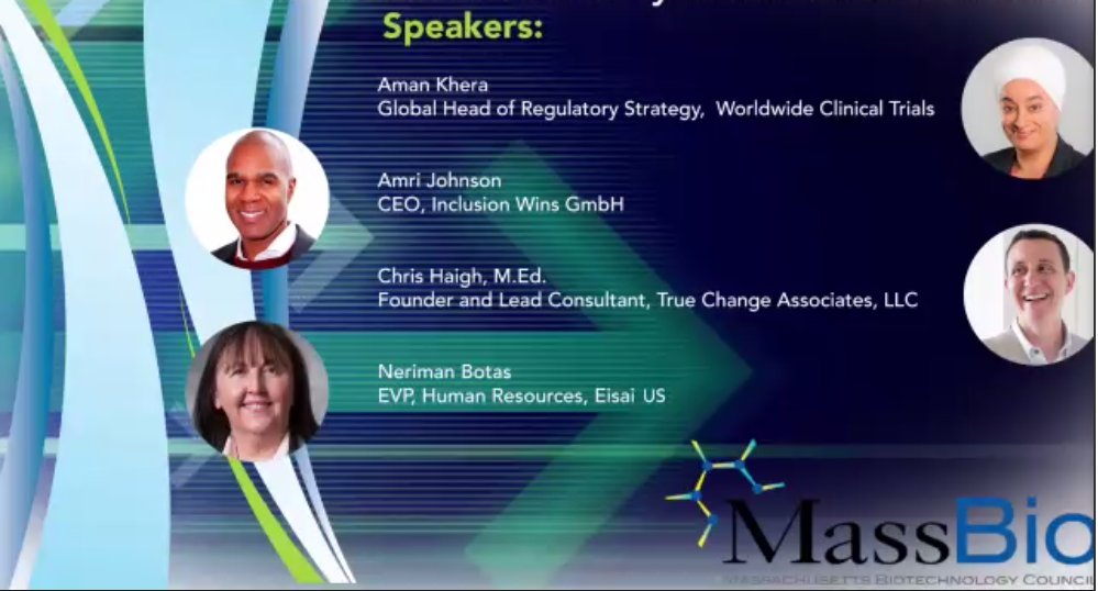 MassBio's tweet photo. It is leadership that needs to step up & say, "we are committed," but words can only take us so far. We need intentional action to drive change & create an equitable, diverse, & inclusive company culture. Our 2nd panel discusses how cultural norms are developed #PathToDiversity https://t.co/NYtxwCNxaZ