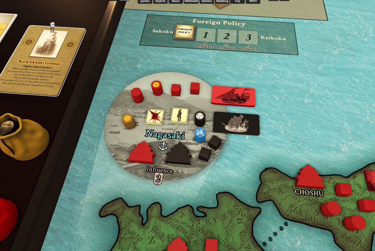 RobFactor's tweet photo. 𝗕𝗮𝗸𝘂𝗺𝗮𝘁𝘀𝘂 (幕末 "The Last Shogun")
Saw @MathieuTheGrey's announcement this morning and had to give his fan-made #CoIN game a whirl. Wow. LOTS of polish for an early version; playable from start to finish. @gmtgames @Volko26 https://t.co/64IxBPvnZI https://t.co/XhFE7SCoFO