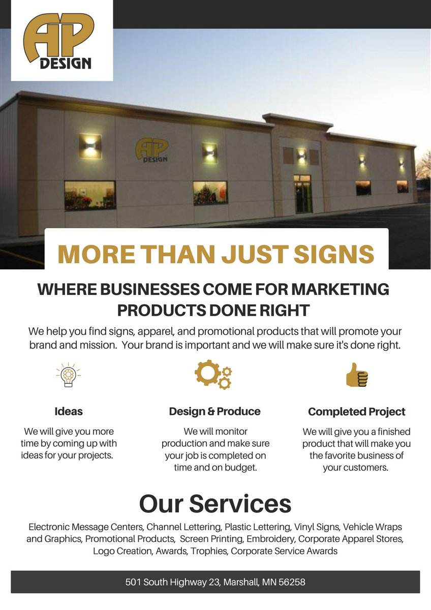 apdesignpro's tweet photo. We appreciate all the work our clients do with us.  We do much more than just signs.  Check out our services and how we can help you. Let us bring your ideas to life!  #APSigns #APGear #APPromo #APAwards https://t.co/dJdrioNVUp
