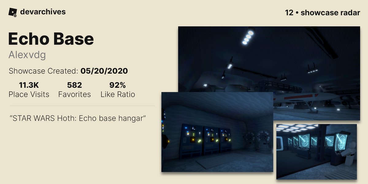 aspirerbx's tweet photo. 📡showcase radar • 12

Long ago, in a galaxy far far away... the rebels have created the echo base on a cold and desolate planet. Check out the rebel bunker, created by Alexvdg, and the amazing millennium falcon. 

https://t.co/iNkuIvChHP

#roblox #robloxdev • #devarchives https://t.co/IVlrbyRSxd
