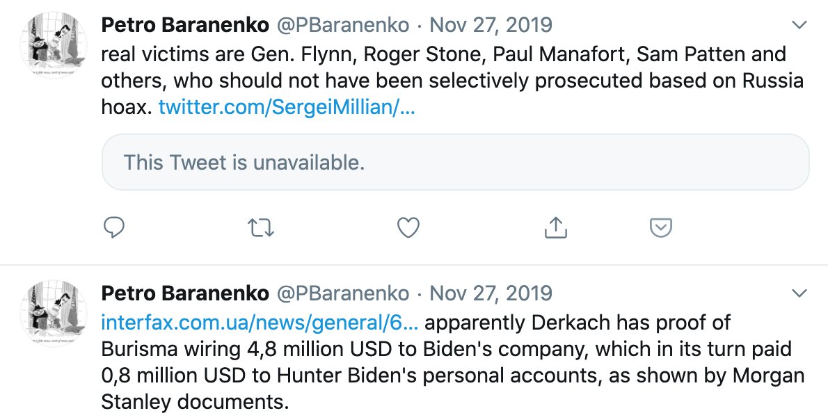 omg, per the Senate Intel, this is Konstantin Kiliminik's burner account, which is still (quite) active & only has 13 followers. https://twitter.com/PBaranenko&nbsp;