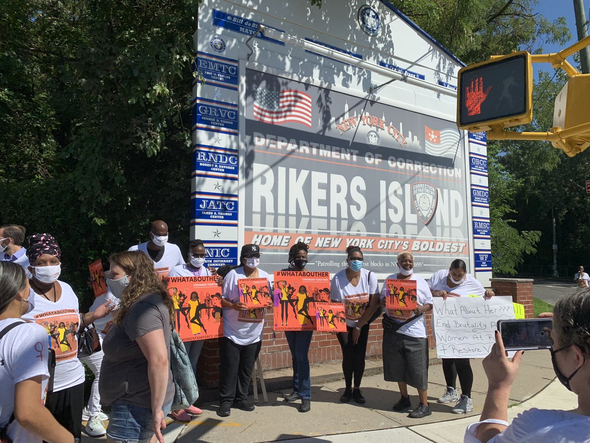 CfJColumbia's tweet photo. STARTING SOON: we’re here outside Rikers getting ready for the #WhatAboutHer rally. Watch on zoom: https://t.co/z60aNpiGr3 https://t.co/dRkKnl5APT