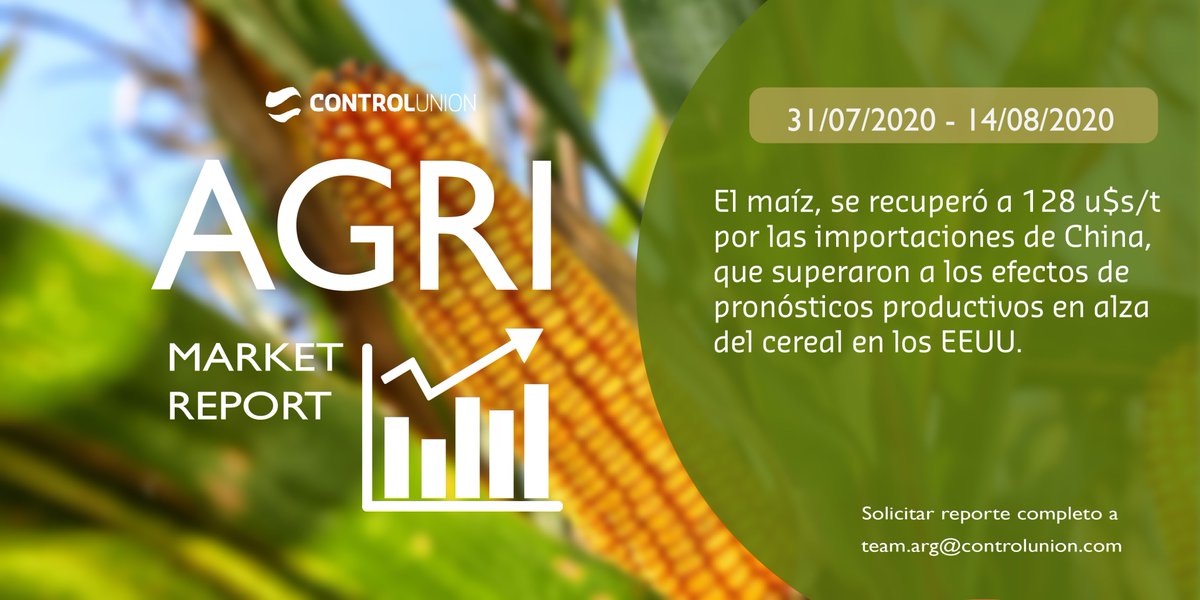 ControlunionARG's tweet photo. • Agri Market Report • 
Período 31/07/20 - 14/08/2020 
Solicitar reporte completo a team.arg@controlunion.com https://t.co/Ks7YSSpGWE
