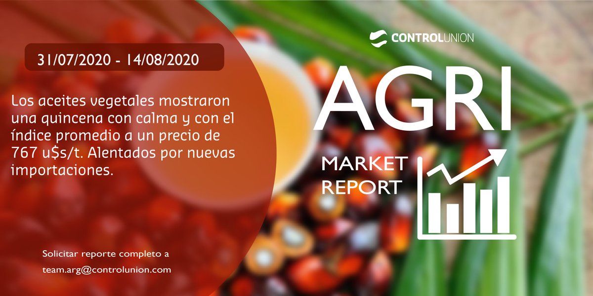 • Agri Market Report • 
Período 31/07/20 - 14/08/2020 
Solicitar reporte completo a team.arg@controlunion.com