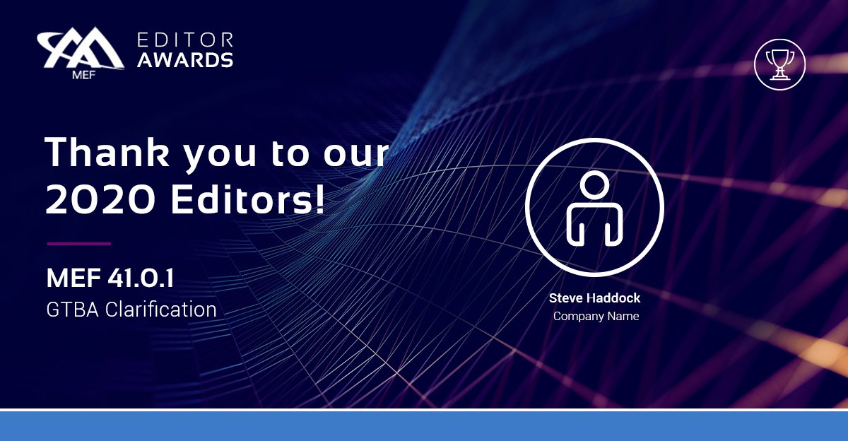 MEF_Forum's tweet photo. Join #MEF in congratulating Steve Haddock for receiving a MEF 2020 Editor Award!
MEF appreciates his efforts in guiding the industry forward.
View All Editors: https://t.co/2lex3amDjy
#ProfessionalAwards #ProfessionalExcellence #Editor #DigitalTransformation #EditorAwards https://t.co/76VNXIo8Ws