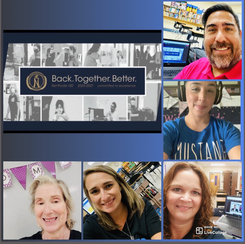 Vernleighgon's tweet photo. No Matter the Distance, We’re Coming Back Better! Mustang Strong! 4th Grade Team! @Rockineducator8 @MrVBoone @gabbbbyparker @hazlett_martha @NISDBOONE @NISD #ConvoSelfie. 👩🏻‍💻👩🏽‍💻👩‍💻👩🏼‍💻👨🏻‍💻 https://t.co/IZmiqOchPh