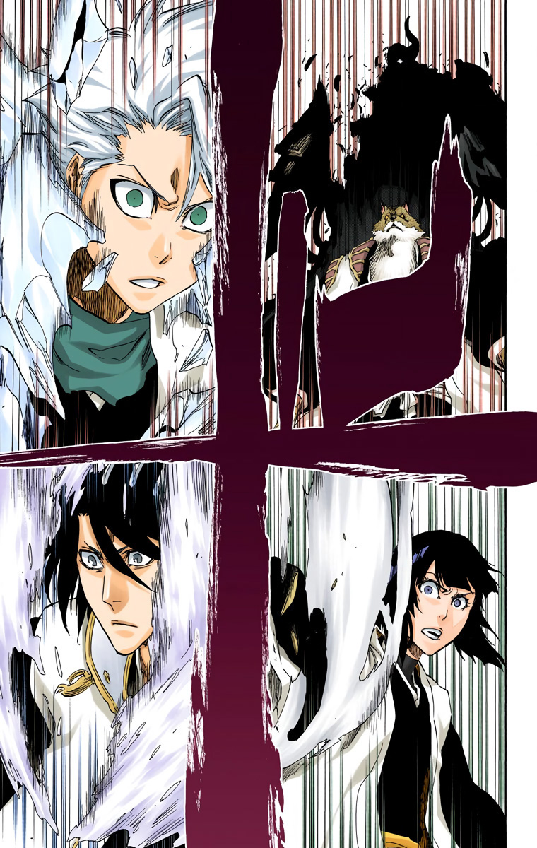 la même choses qu'Ichigo, même si pour Ichigo la perte était plus conséquente.Toshiro, Soi Fon, Sajin & Byakuya ils ont tous prit du recul et sont revenu à leur base.